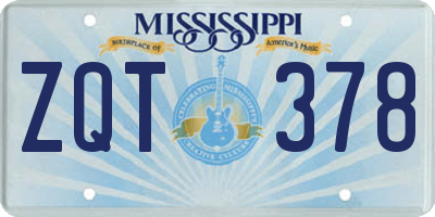 MS license plate ZQT378