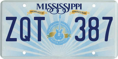 MS license plate ZQT387