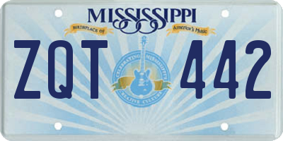 MS license plate ZQT442