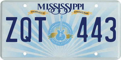 MS license plate ZQT443