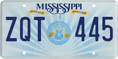 MS license plate ZQT445