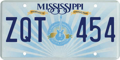 MS license plate ZQT454