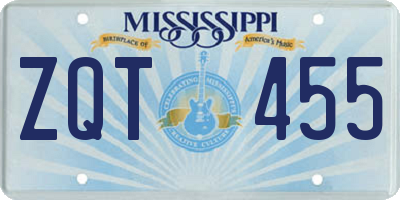 MS license plate ZQT455