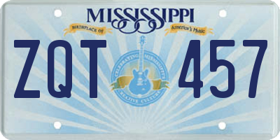 MS license plate ZQT457