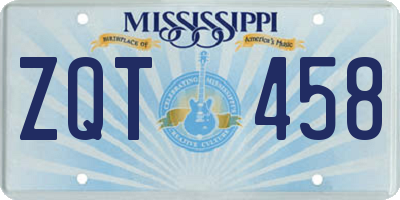 MS license plate ZQT458