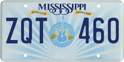 MS license plate ZQT460