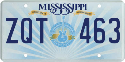MS license plate ZQT463