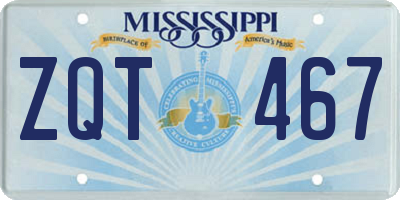 MS license plate ZQT467