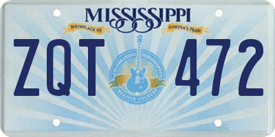 MS license plate ZQT472