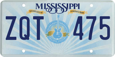 MS license plate ZQT475