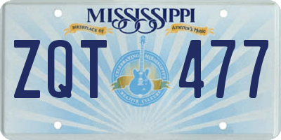 MS license plate ZQT477