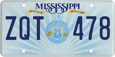 MS license plate ZQT478