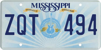 MS license plate ZQT494
