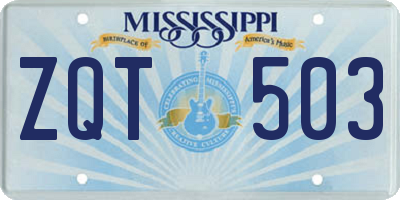 MS license plate ZQT503