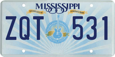 MS license plate ZQT531