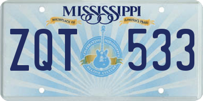 MS license plate ZQT533