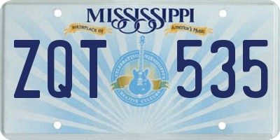 MS license plate ZQT535