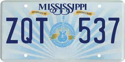 MS license plate ZQT537