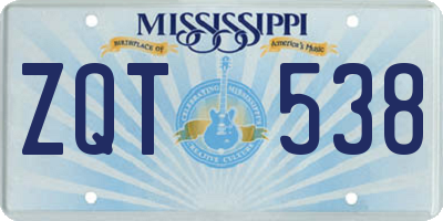 MS license plate ZQT538