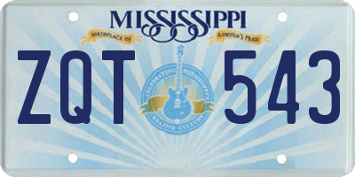 MS license plate ZQT543