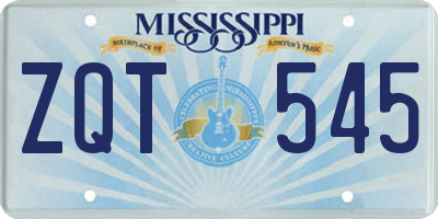 MS license plate ZQT545