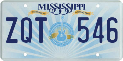 MS license plate ZQT546