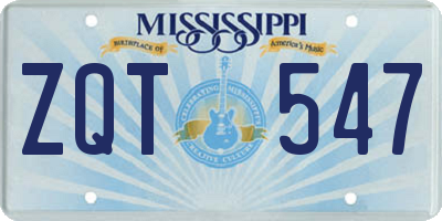 MS license plate ZQT547