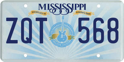 MS license plate ZQT568