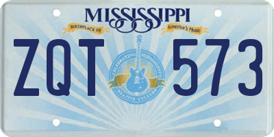 MS license plate ZQT573