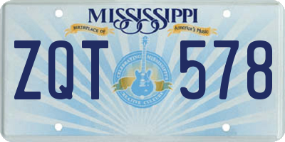 MS license plate ZQT578