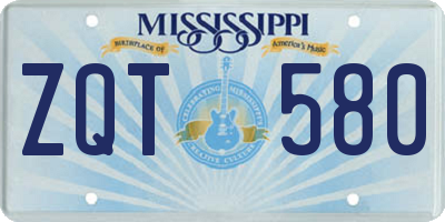 MS license plate ZQT580
