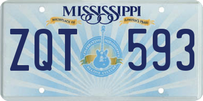 MS license plate ZQT593