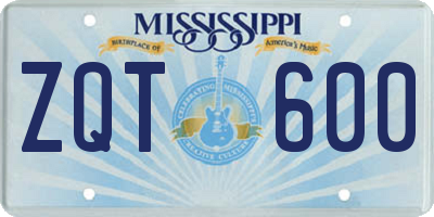 MS license plate ZQT600