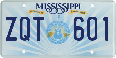 MS license plate ZQT601