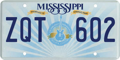 MS license plate ZQT602