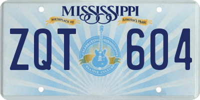 MS license plate ZQT604