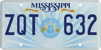 MS license plate ZQT632