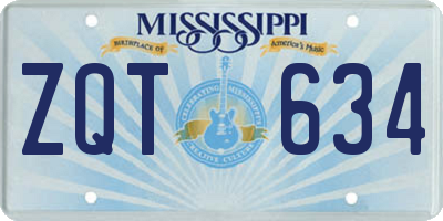MS license plate ZQT634