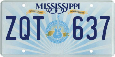 MS license plate ZQT637