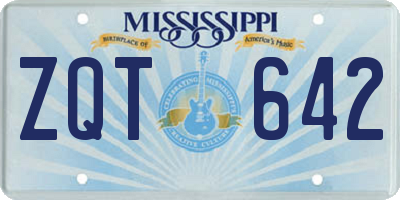 MS license plate ZQT642