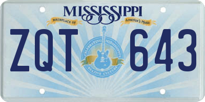 MS license plate ZQT643