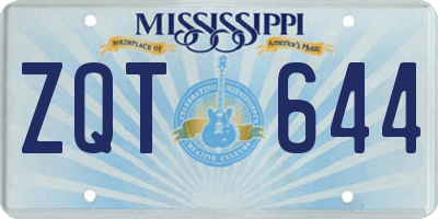 MS license plate ZQT644