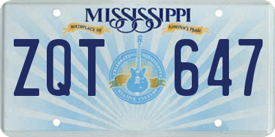 MS license plate ZQT647