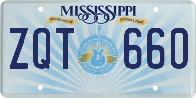 MS license plate ZQT660