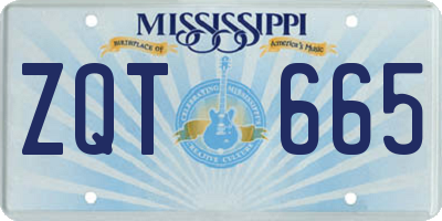 MS license plate ZQT665