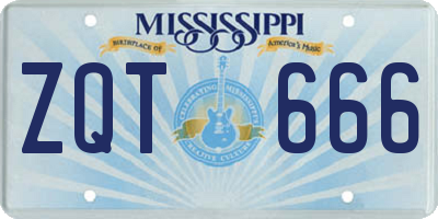 MS license plate ZQT666