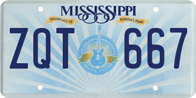 MS license plate ZQT667