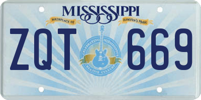 MS license plate ZQT669