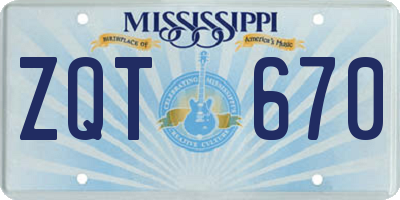 MS license plate ZQT670