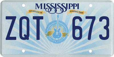 MS license plate ZQT673